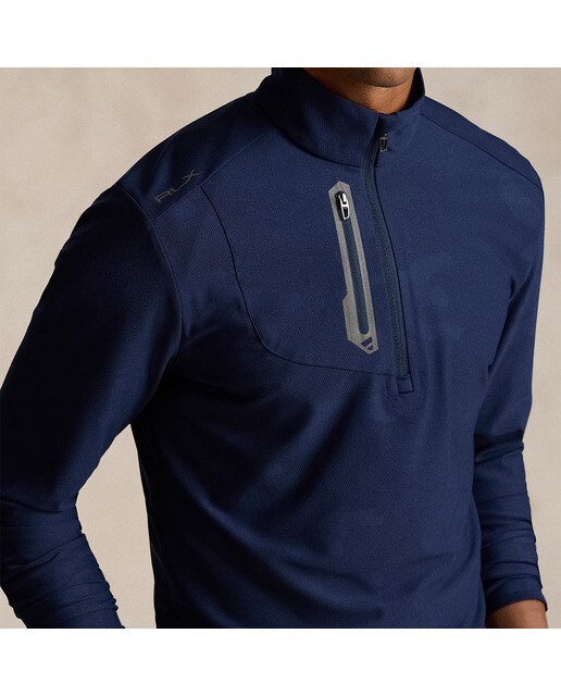 Camisola de Malha Elástica de Homem com Meio Fecho de Correr Azul-marinho-2