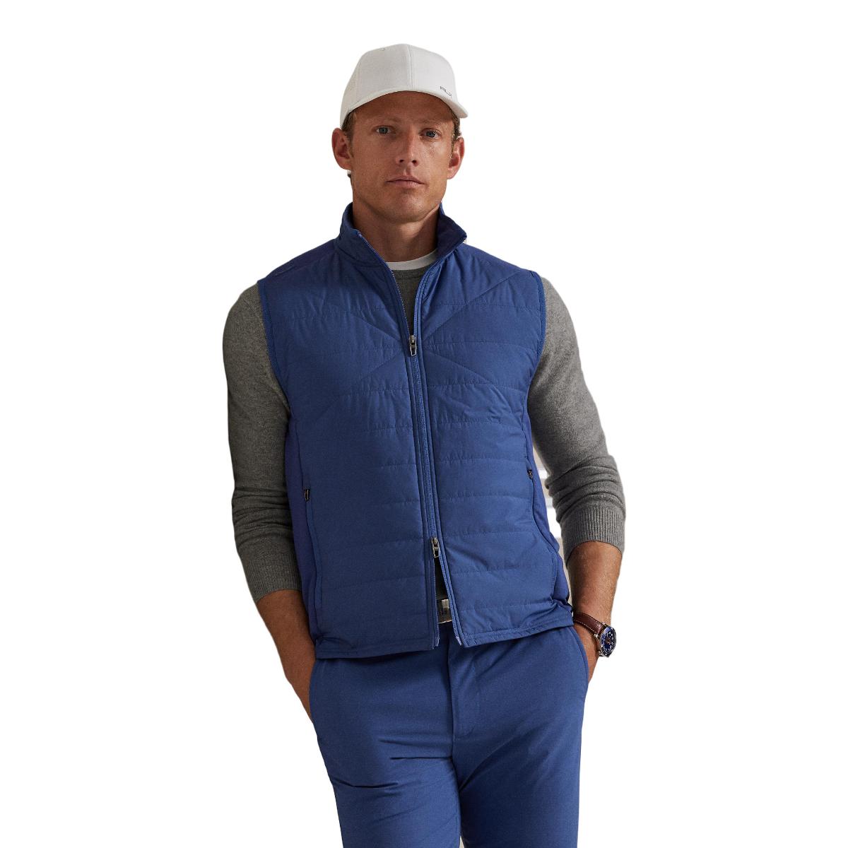 Colete de Homem em Bimaterial com Fecho de Correr Azul-marinho-1