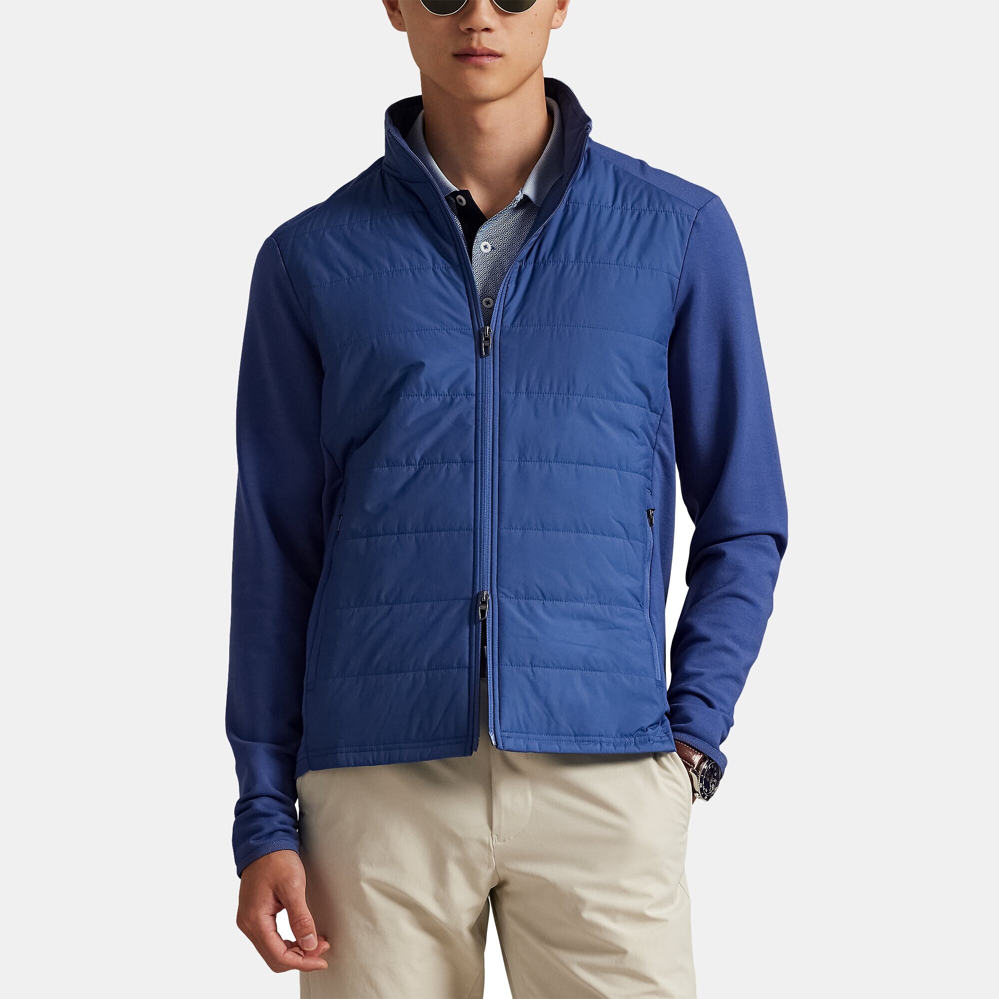 Casaco Bimaterial de Homem com Gola Semi Cisne Azul-marinho-1