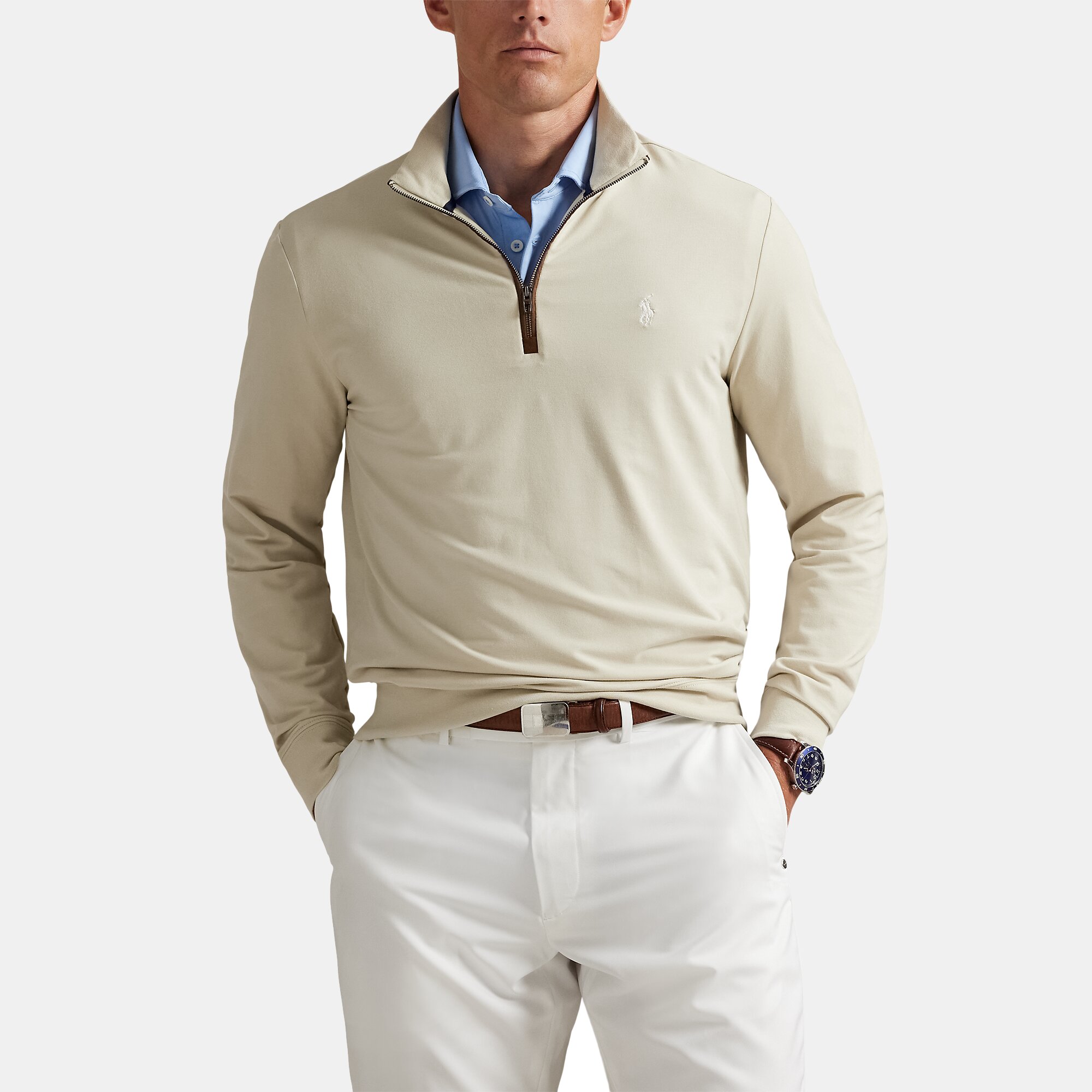Camisola de Malha de Tecido Turco Francês Elástico de Homem Natural-1