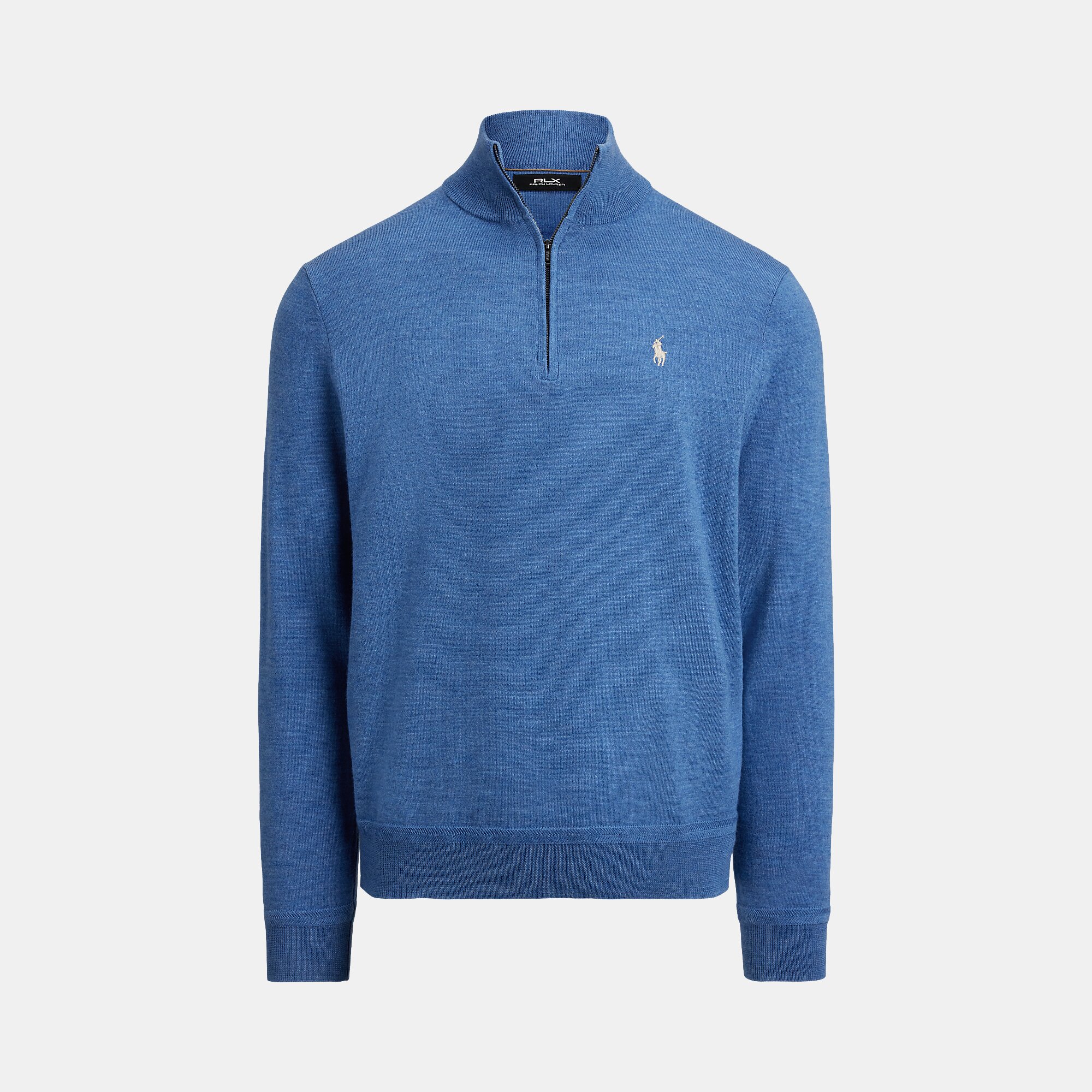 Camisola de Malha Técnica de Homem com Fecho de Correr Curto Azul-porcelana-4