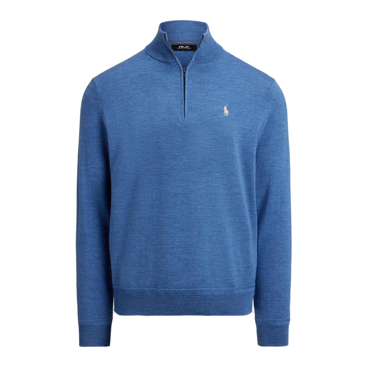 Camisola de Malha Técnica de Homem com Fecho de Correr Curto Azul-porcelana-6
