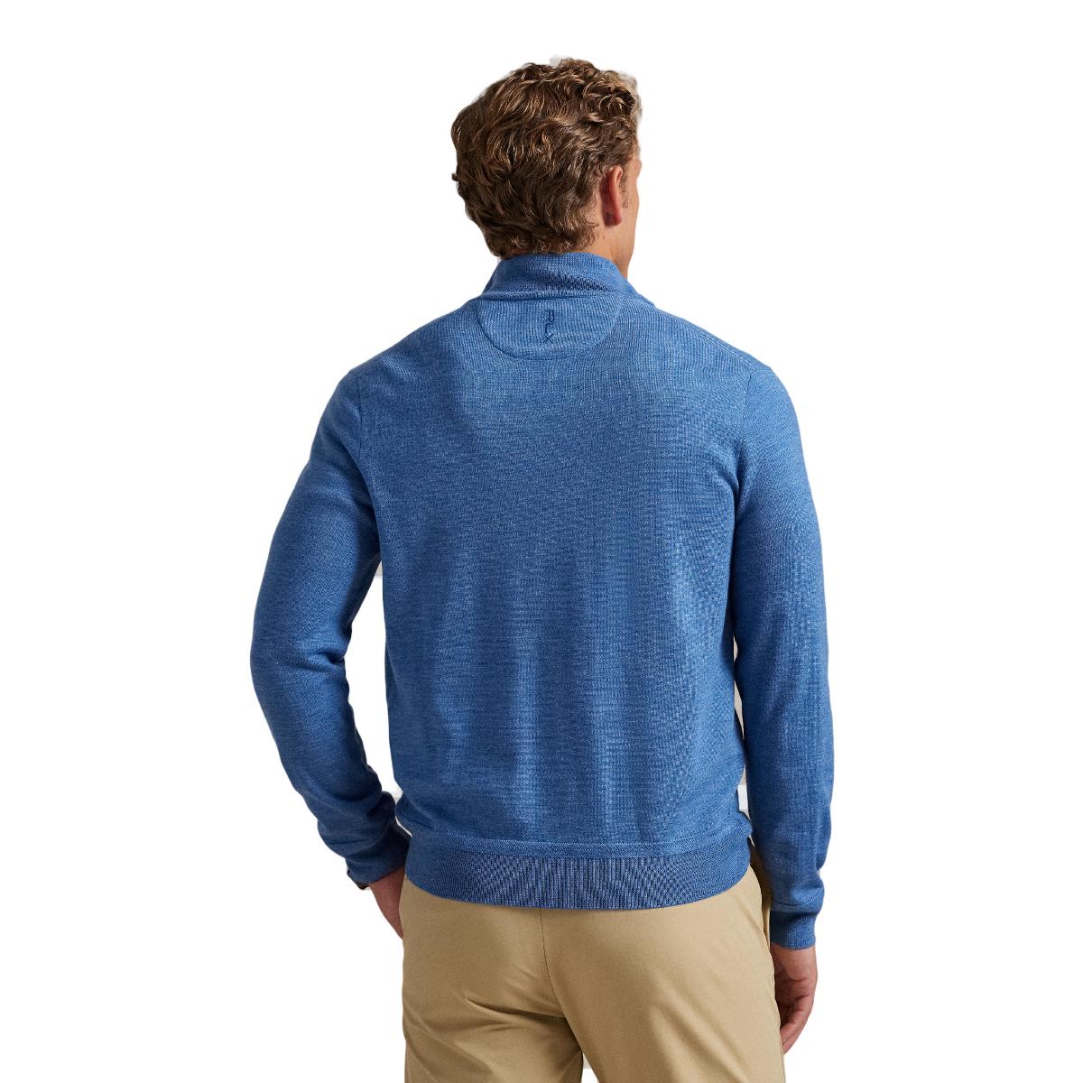 Camisola de Malha Técnica de Homem com Fecho de Correr Curto Azul-porcelana-7