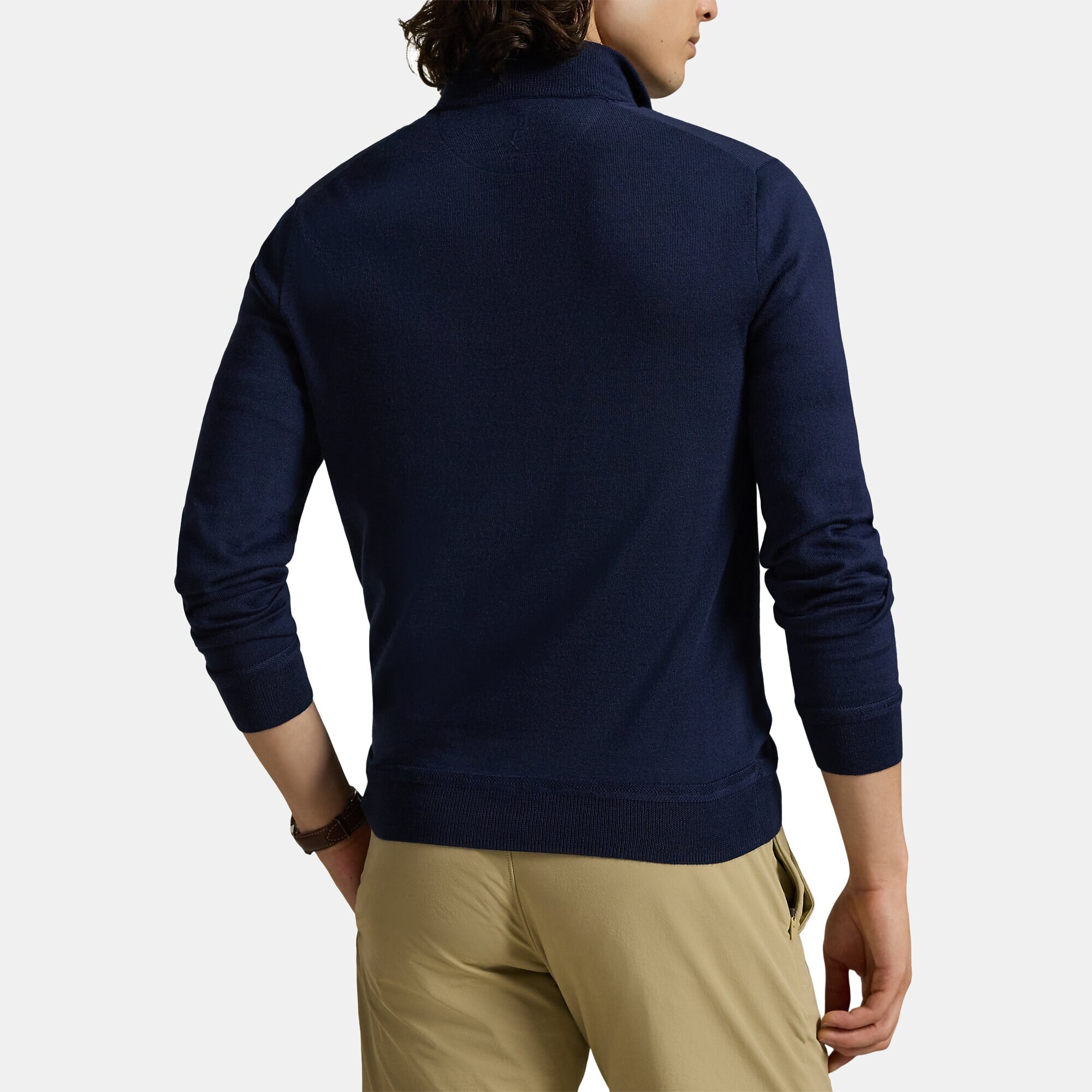 Camisola de Malha Técnica de Homem com Fecho de Correr Curto Azul-marinho-3