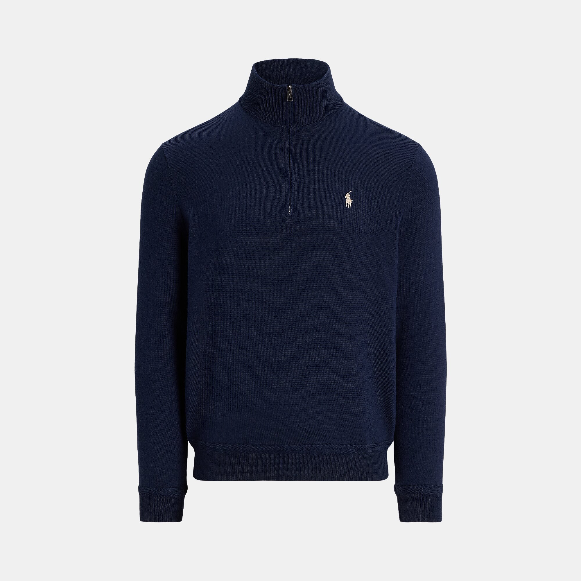 Camisola de Malha Técnica de Homem com Fecho de Correr Curto Azul-marinho-4