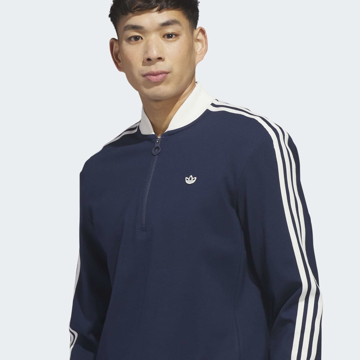 Sweatshirt de Homem 1/4 Zip 3 Faixas Azul-3