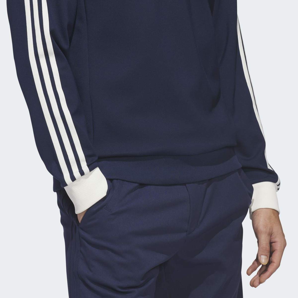 Sweatshirt de Homem 1/4 Zip 3 Faixas Azul-4