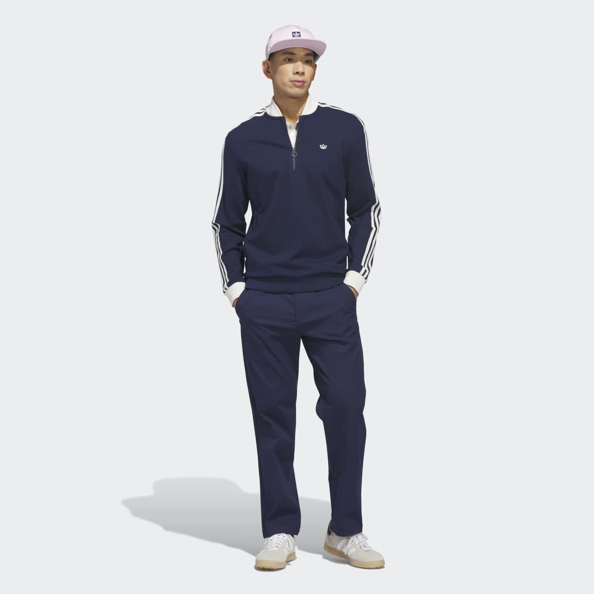 Sweatshirt de Homem 1/4 Zip 3 Faixas Azul-5