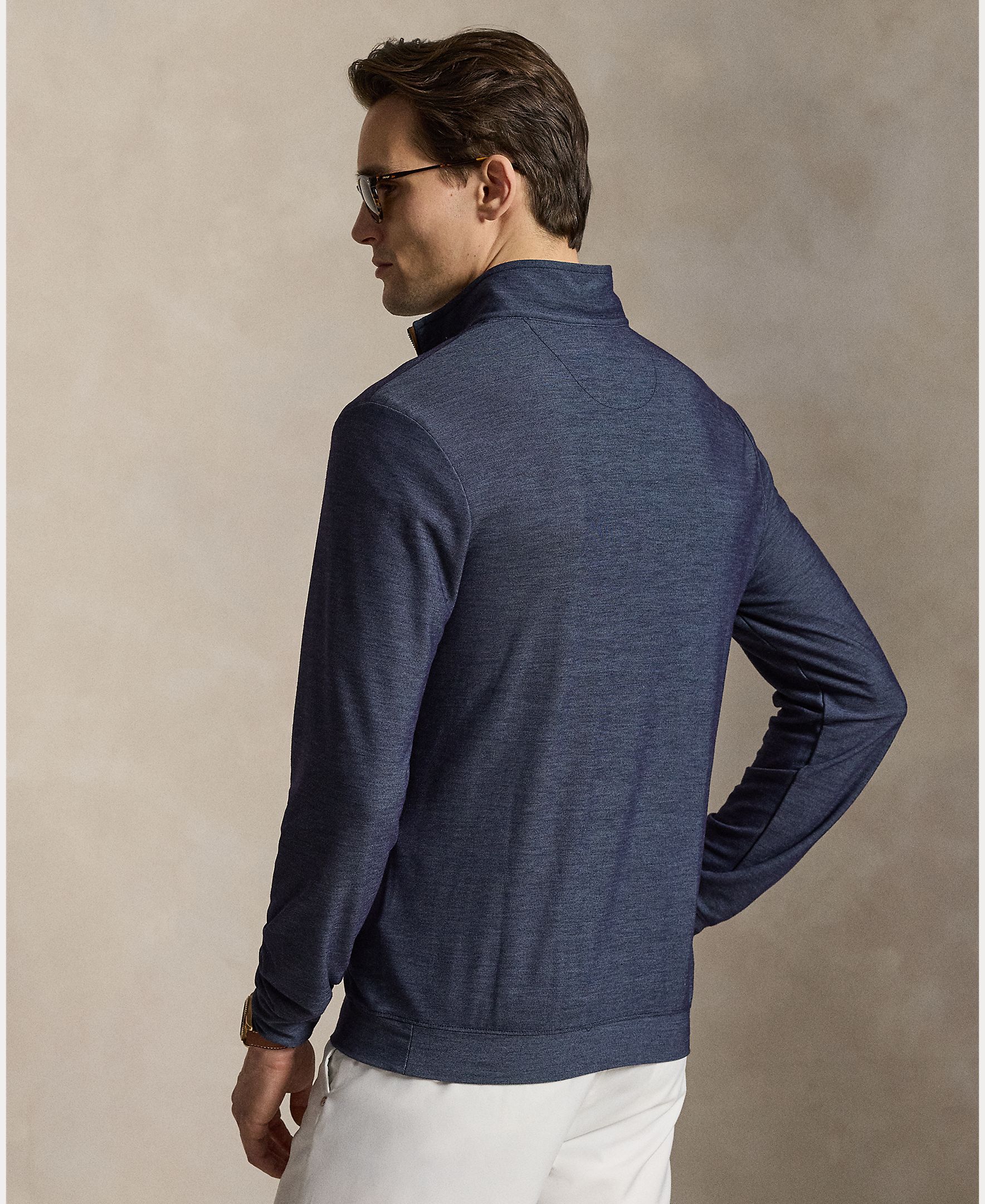 Camisola de Malha Elástica de Homem com Gola Alta Azul-marinho-3