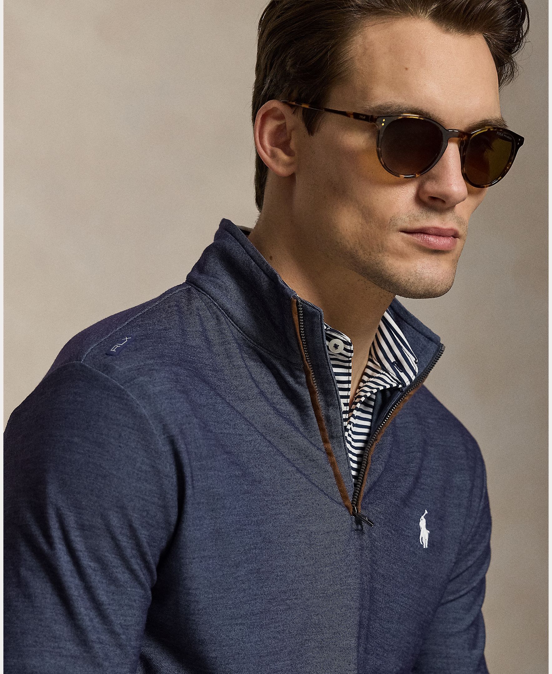 Camisola de Malha Elástica de Homem com Gola Alta Azul-marinho-4
