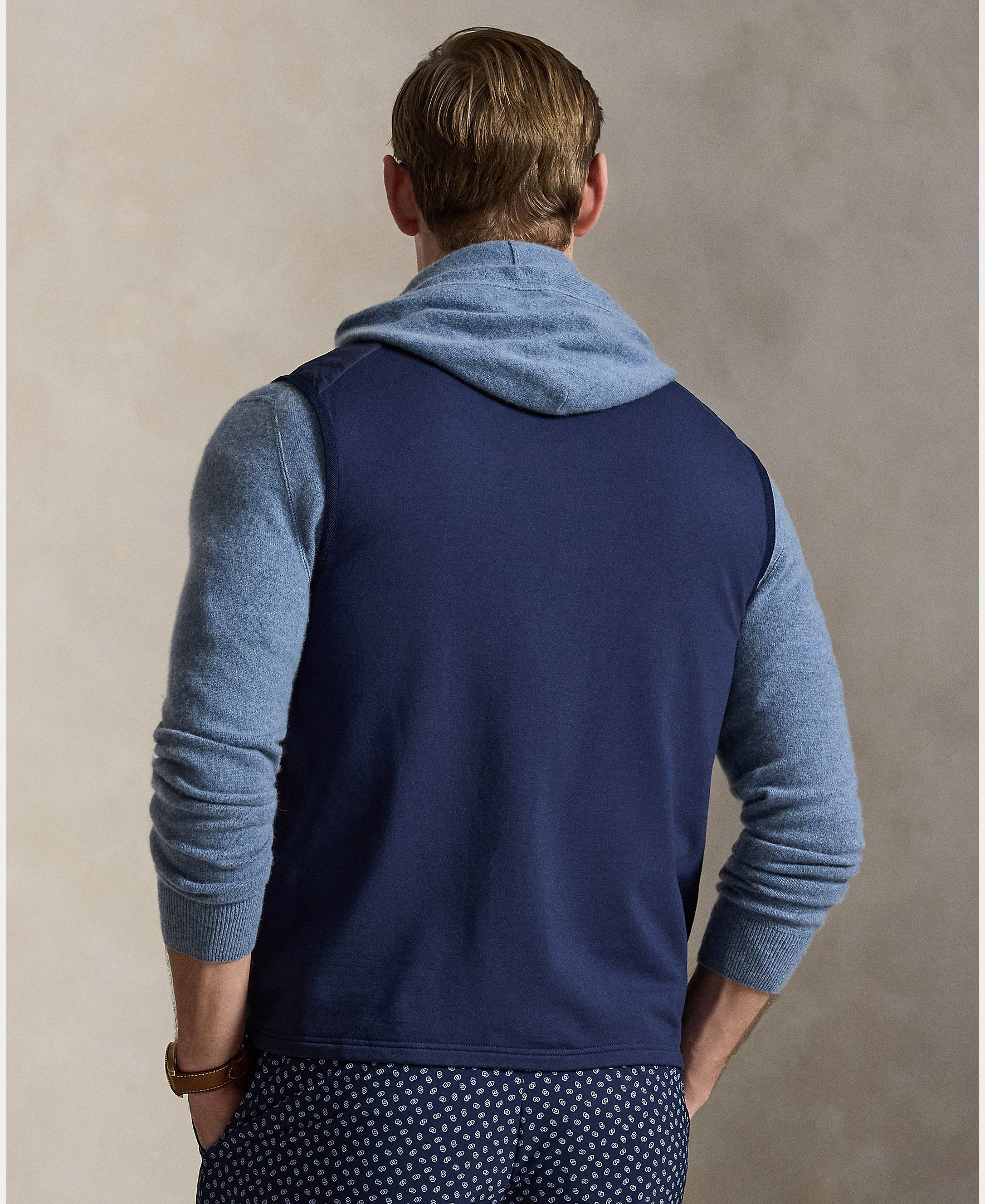 Colete Acolchoado de Homem com Fecho de Correr Completo Azul-marinho-3
