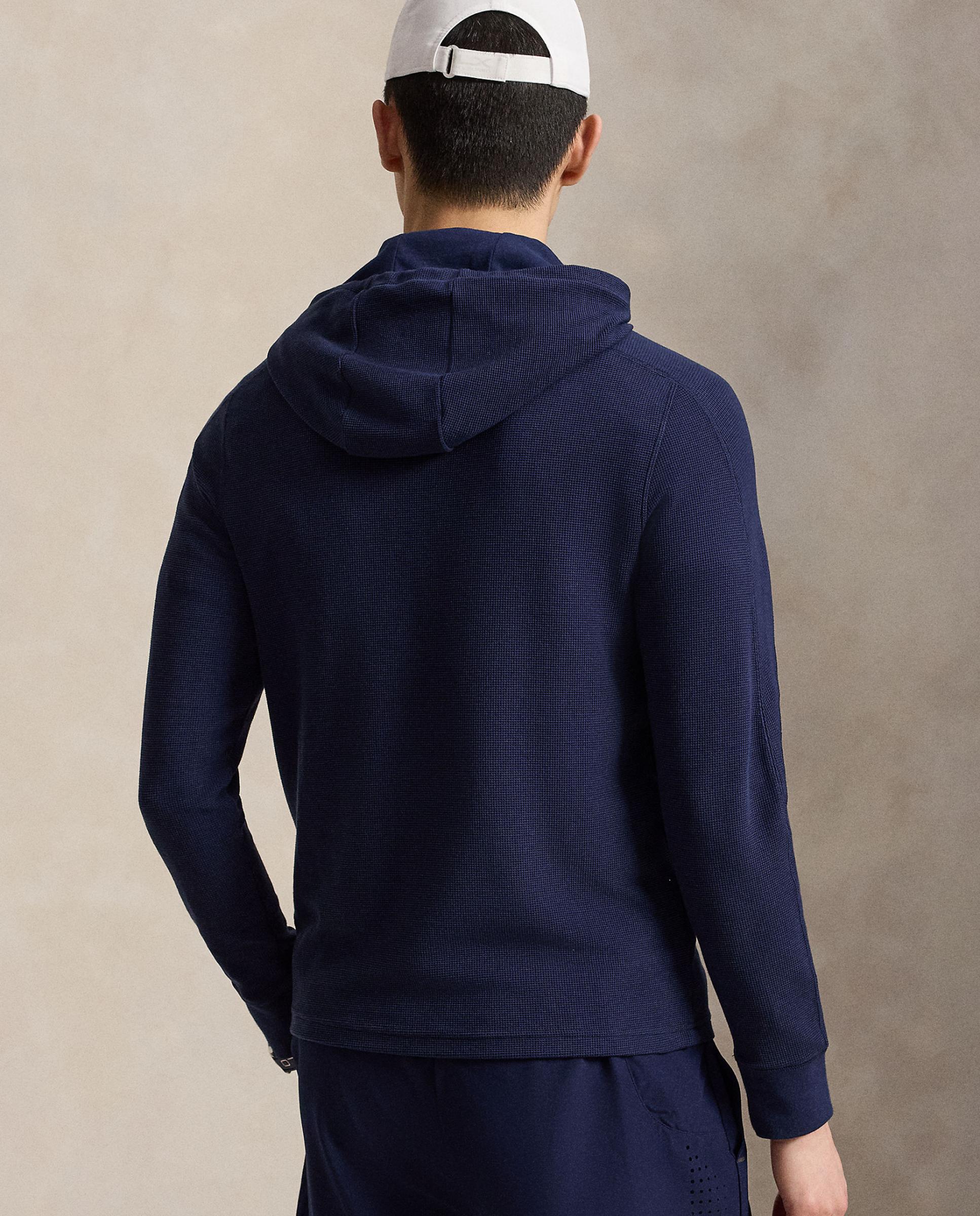 Sweatshirt de Malha Waffle de Homem com Capuz Azul-marinho-2