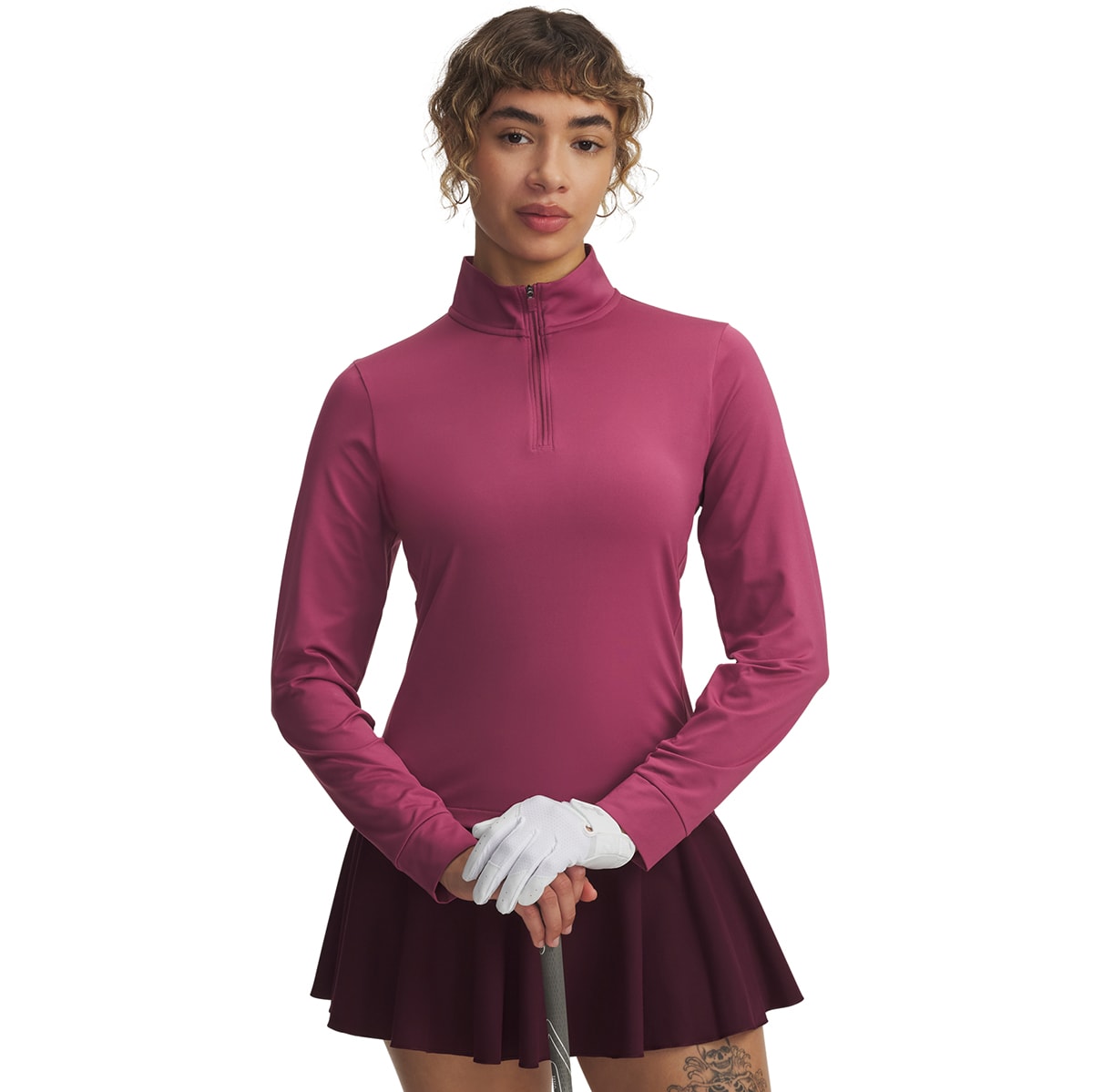 T-shirt de Mulher UA Drive 1/4 Zip Vermelho-1