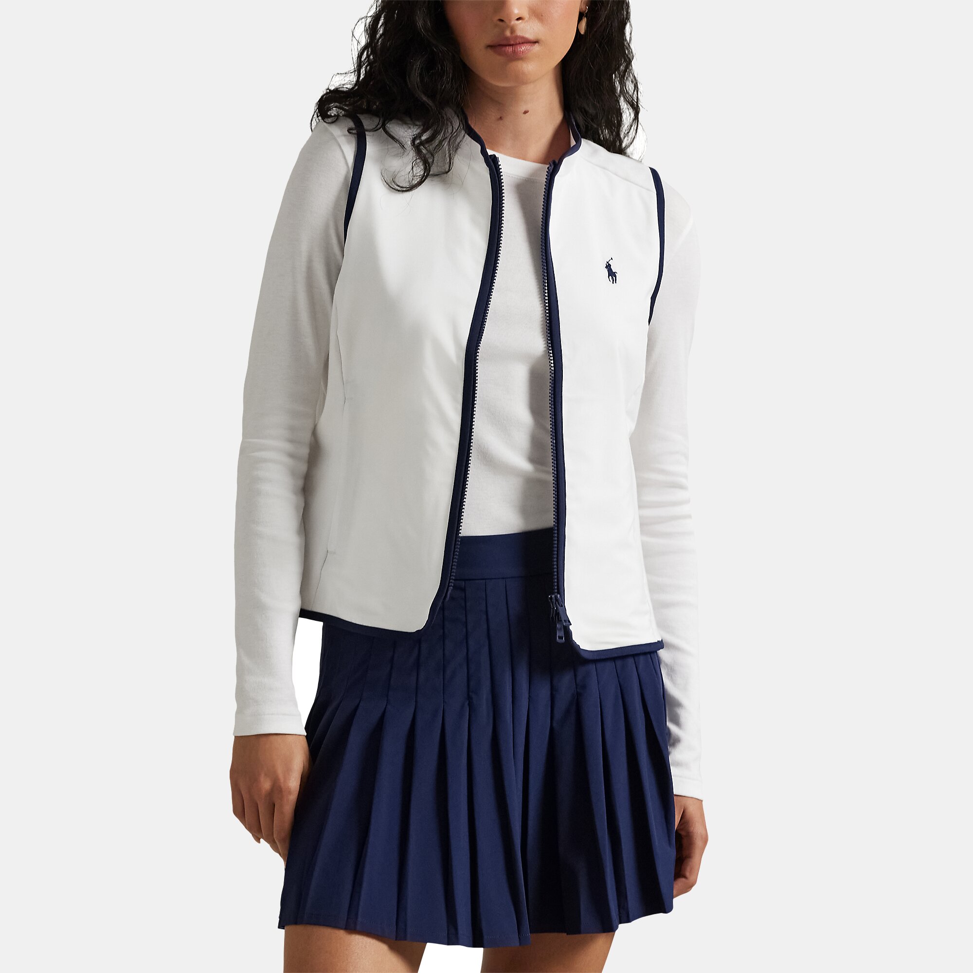 Colete Desportivo de Mulher com Fecho de Correr Branco-1