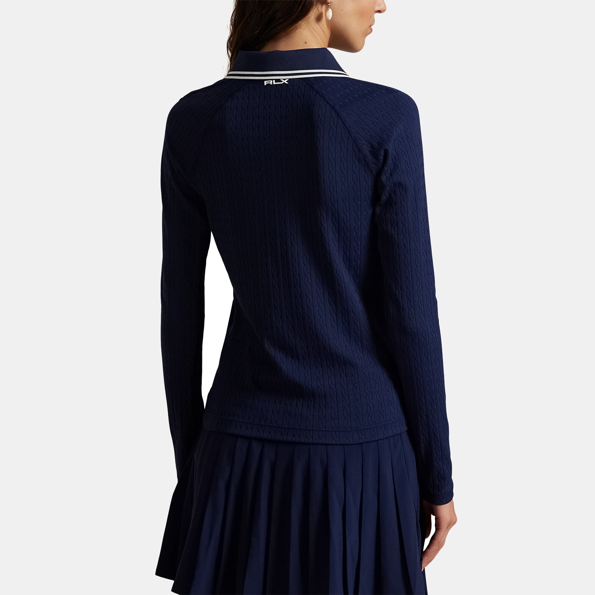 Camisola de Malha Desportiva de Mulher Estilo Polo Azul-marinho-3