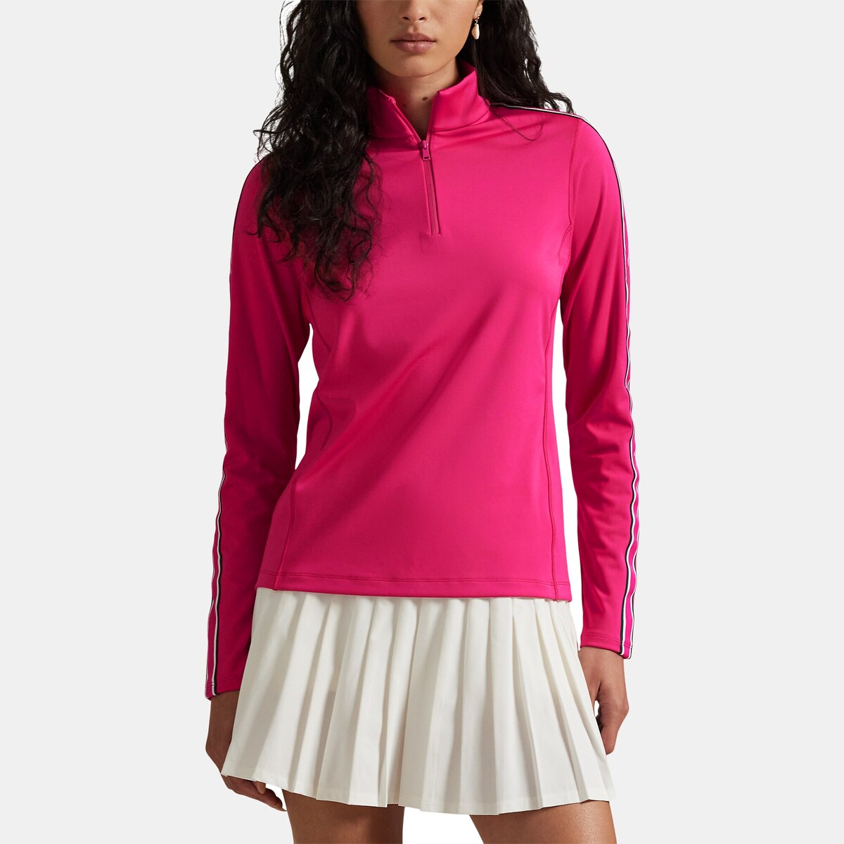 Camisola de Malha Elástica de Mulher com Fecho de Correr Vermelho-1