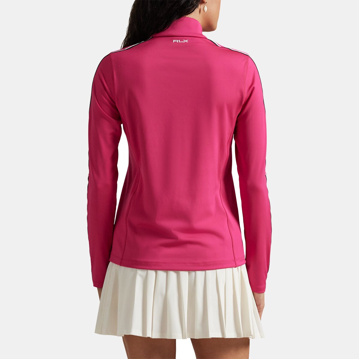 Camisola de Malha Elástica de Mulher com Fecho de Correr Vermelho-3