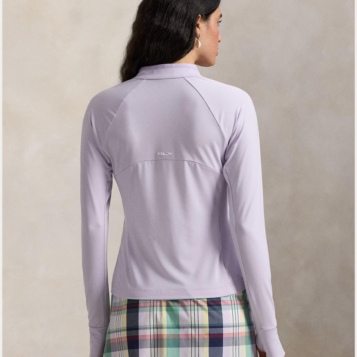 Camisola de Malha Técnica de Mulher com Fecho de Correr Completo Lilás-3