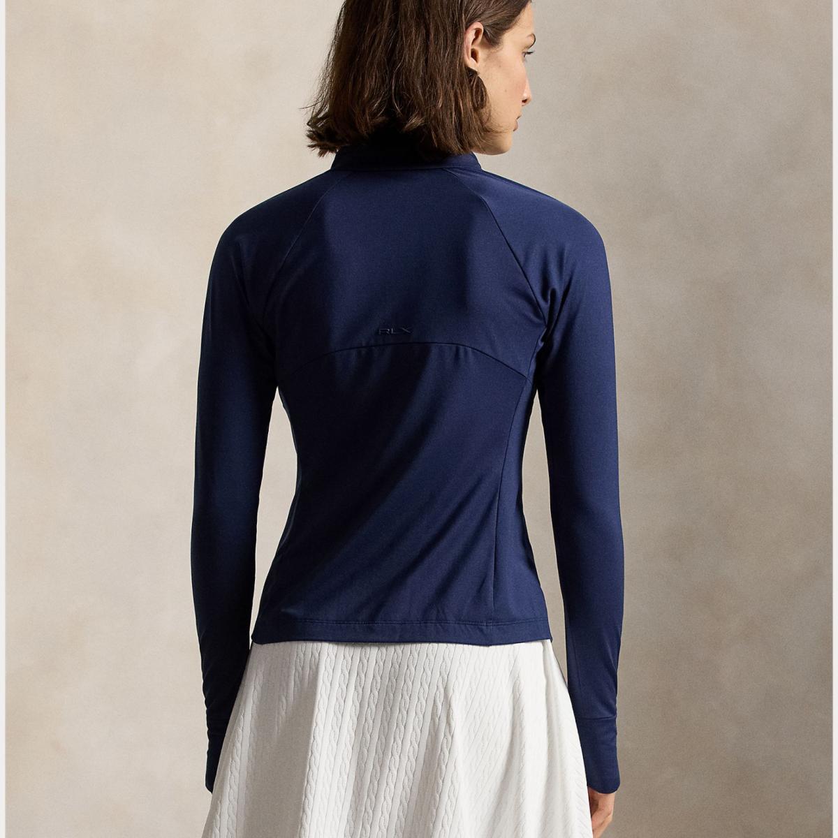 Camisola de Malha Técnica de Mulher com Fecho de Correr Completo Azul-marinho-3