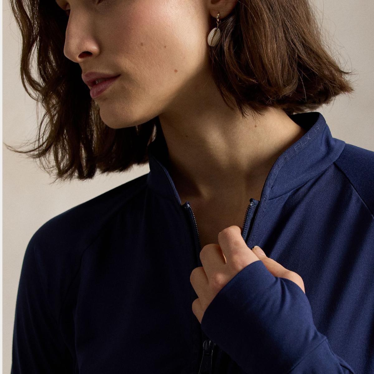 Camisola de Malha Técnica de Mulher com Fecho de Correr Completo Azul-marinho-4