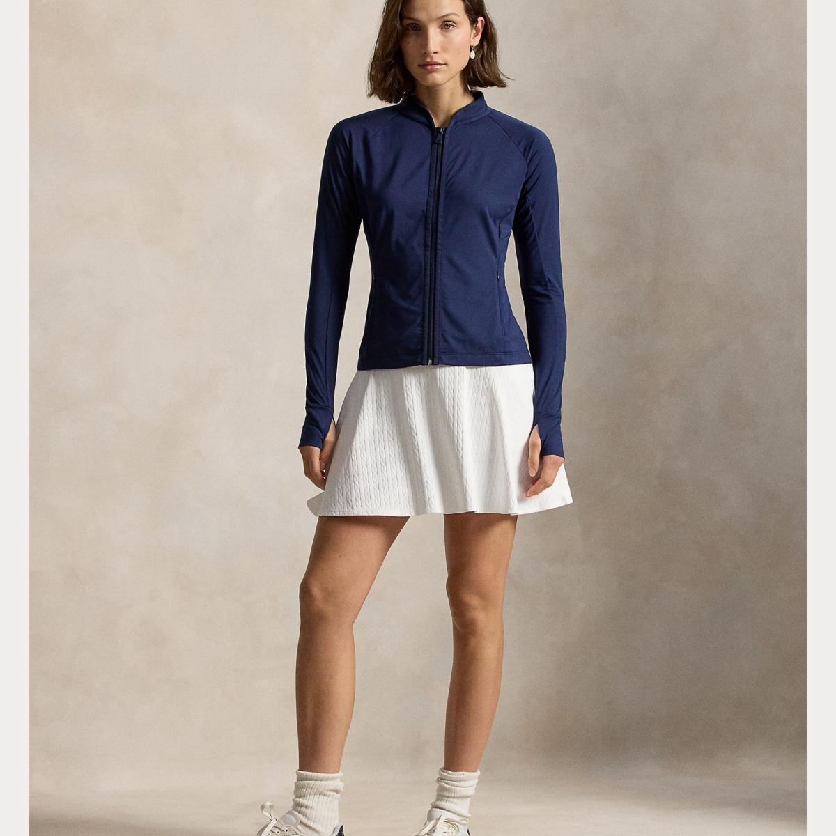 Camisola de Malha Técnica de Mulher com Fecho de Correr Completo Azul-marinho-6