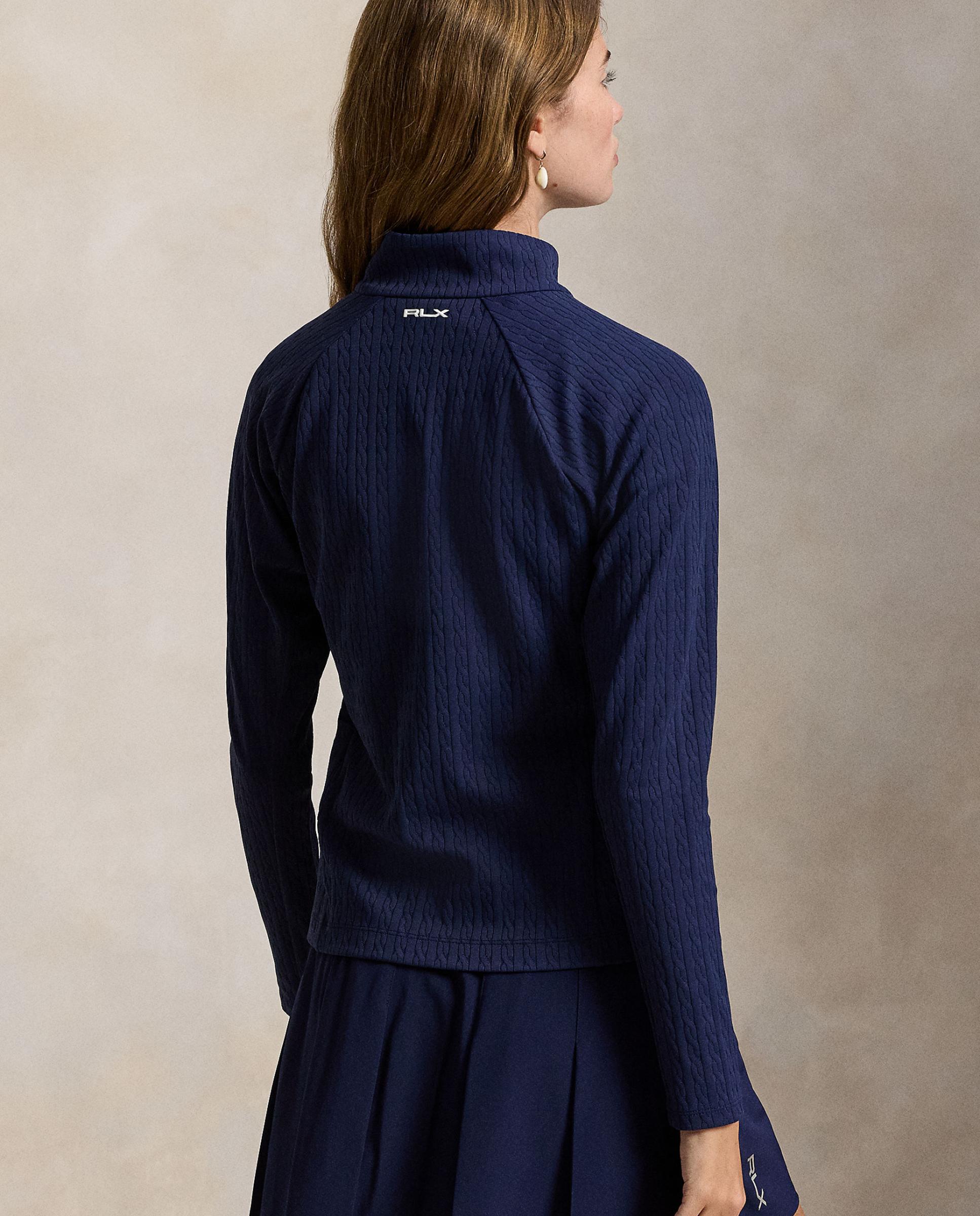 Sweatshirt de Malha do Cabo de Mulher com Fecho de Correr Completo Azul-marinho-3