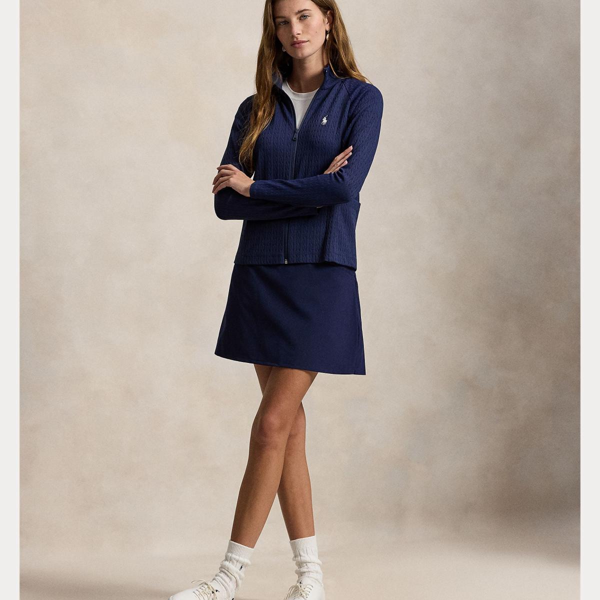 Sweatshirt de Malha do Cabo de Mulher com Fecho de Correr Completo Azul-marinho-5