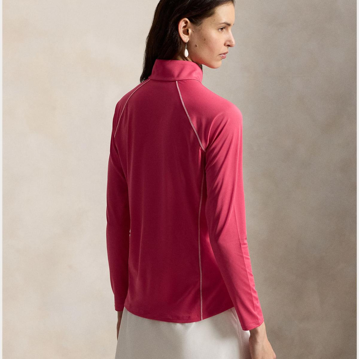 Camisola de Malha Elástica de Mulher com Fecho de Correr Azul-marinho-3