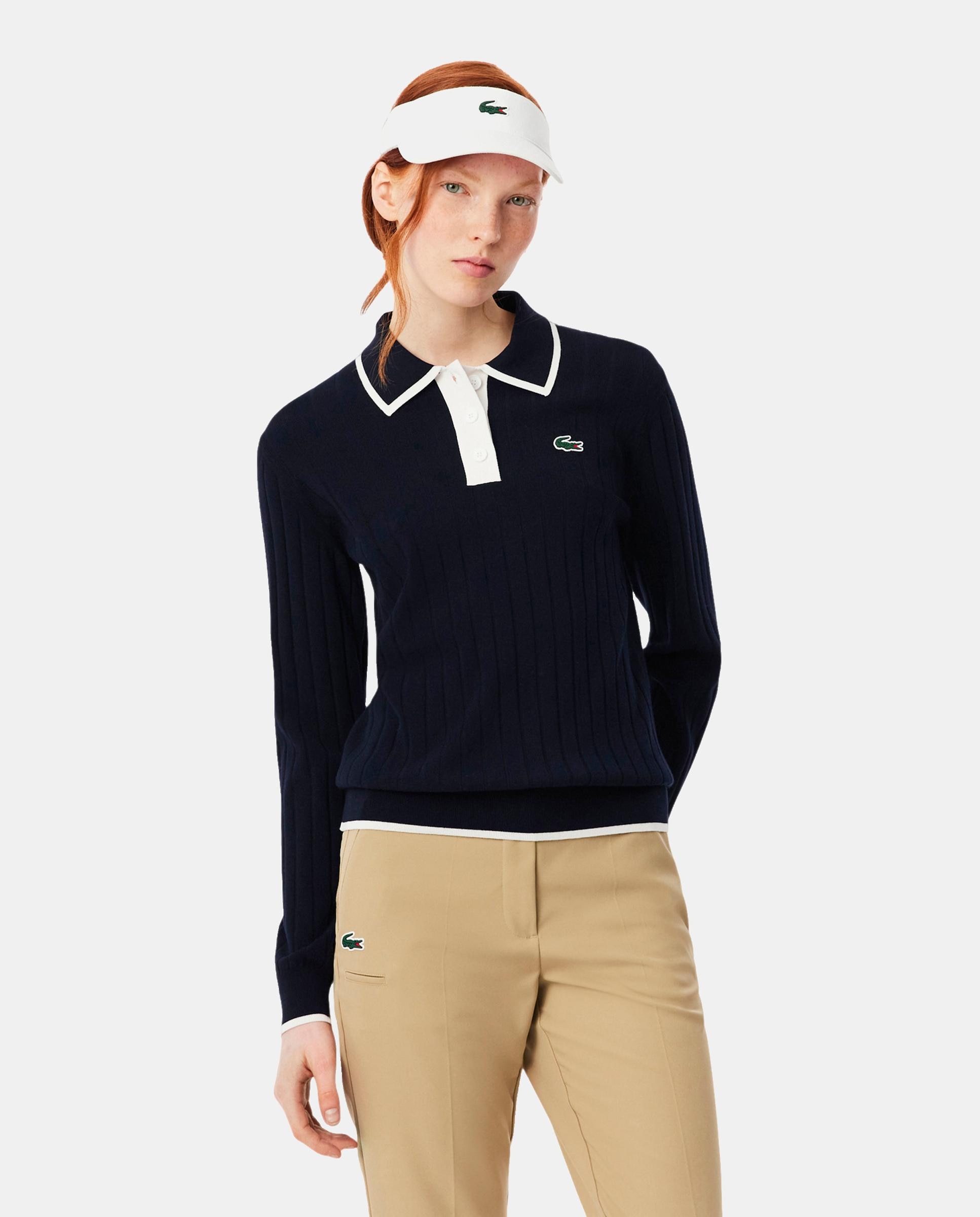 Jersey de golf elástico de mujer con cuello polo Lacoste - Azul marino Azul marino-1