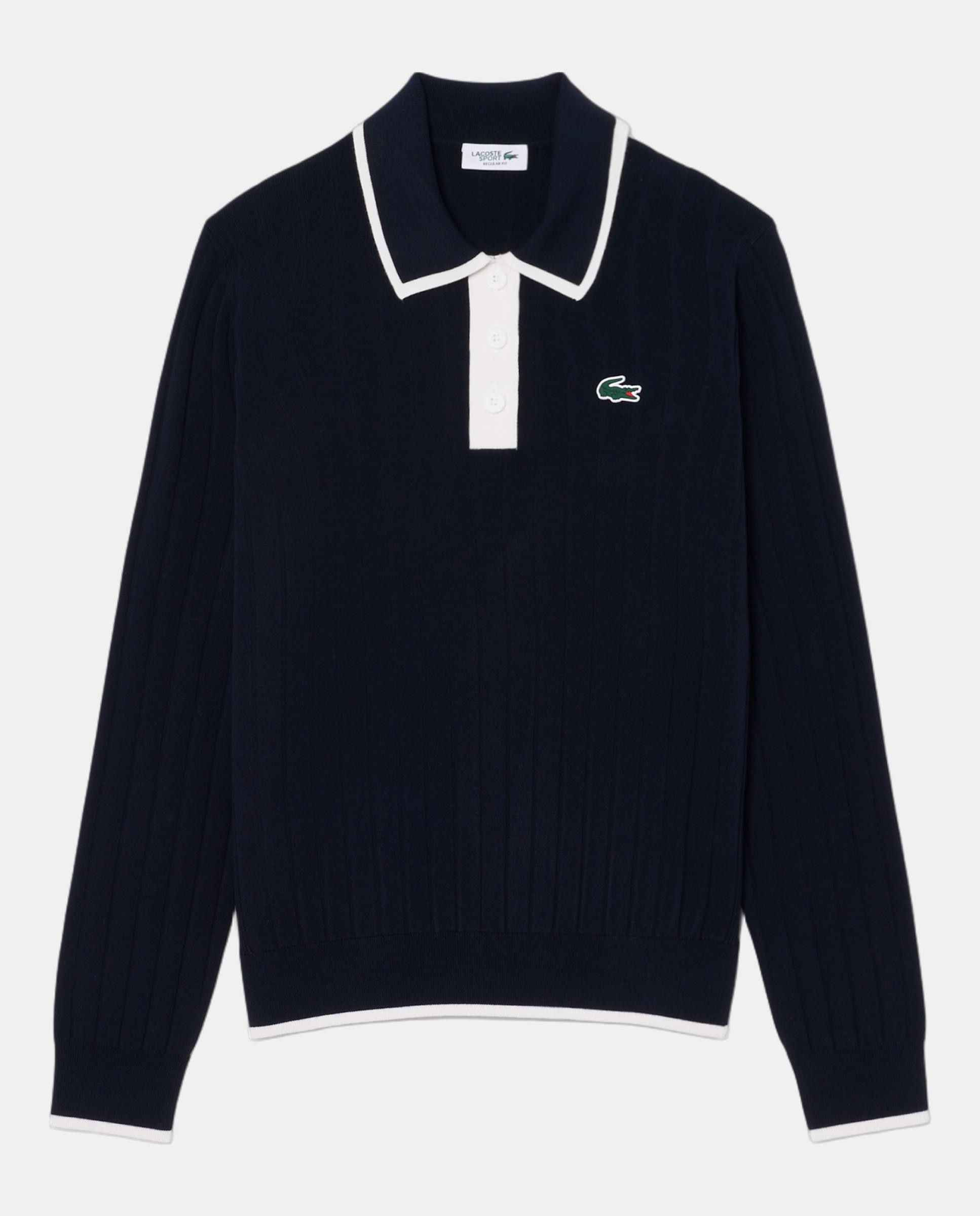 Jersey de golf elástico de mujer con cuello polo Lacoste - Azul marino Azul marino-5