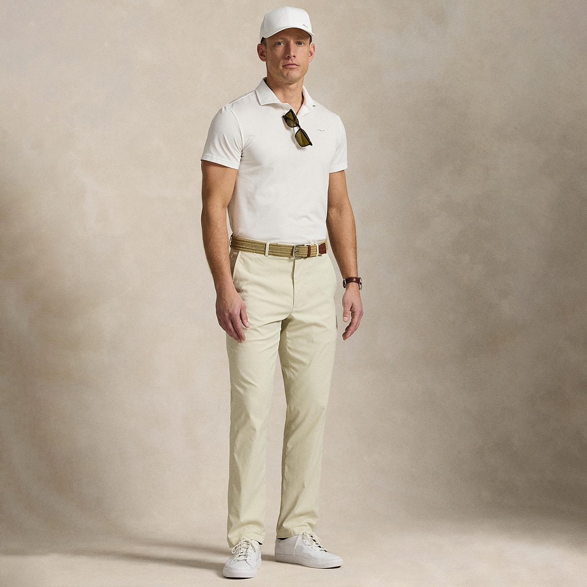 Calças Ligeiras de Homem Straight Fit Creme-4
