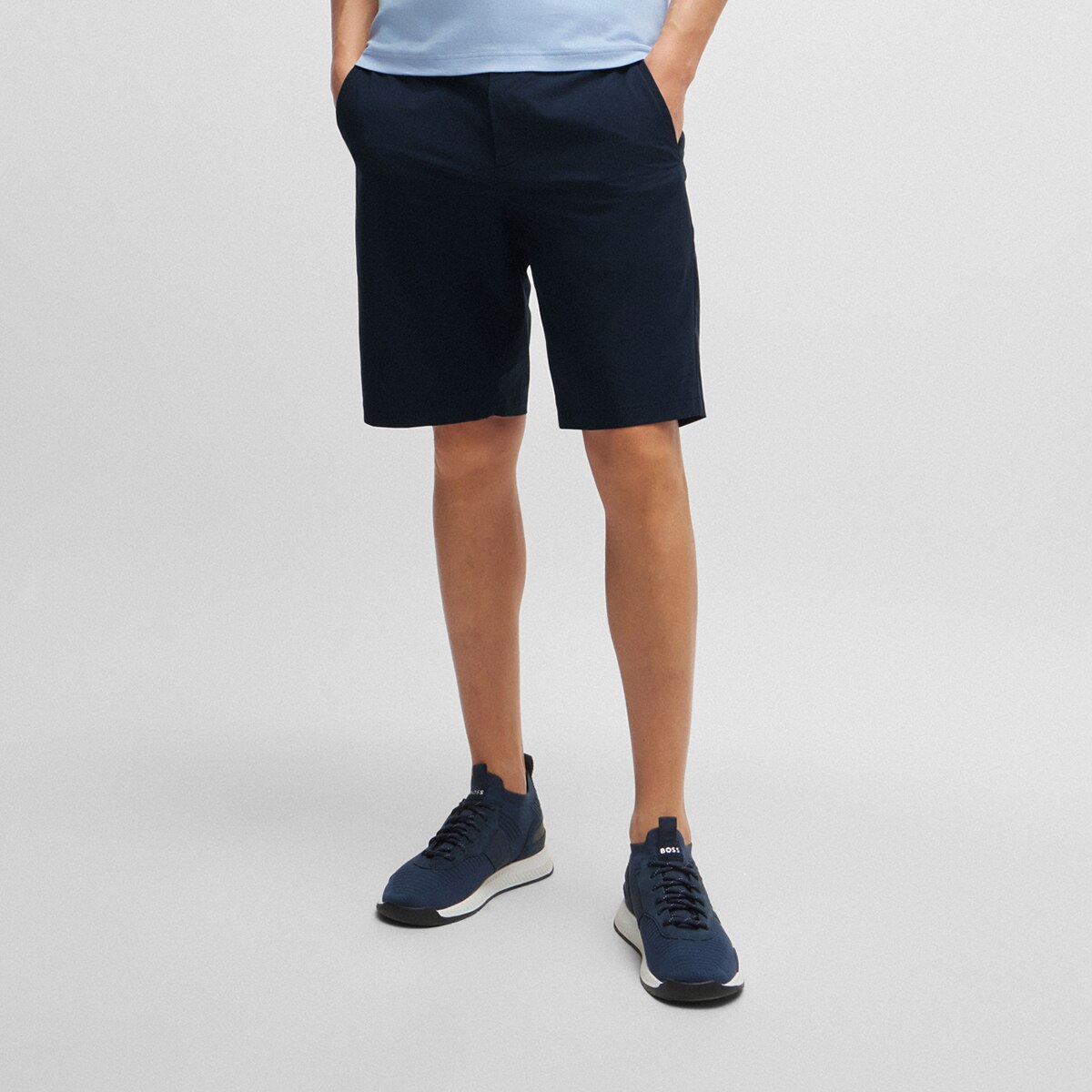 Calções de Golf de Homem em Tecido Técnico Azul-1
