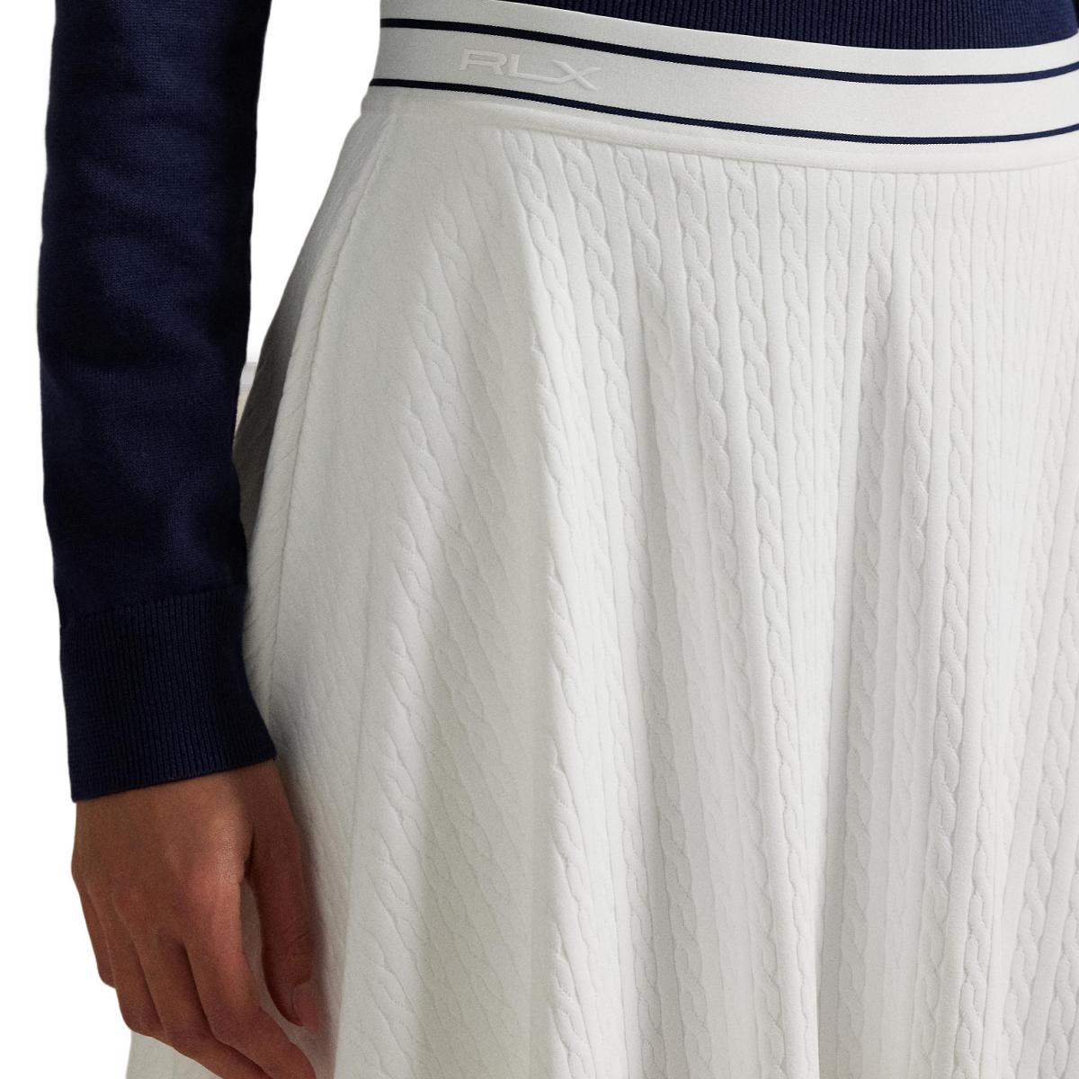 Saia em Forma de Sino de Mulher com Cintura em Contraste Branco-5