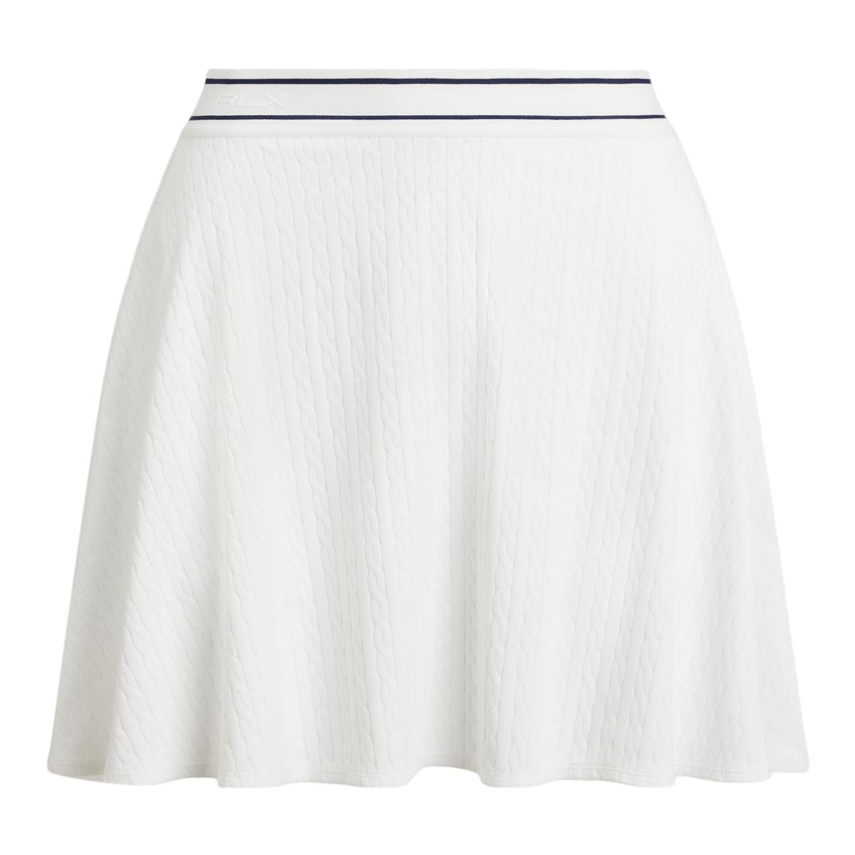 Saia em Forma de Sino de Mulher com Cintura em Contraste Branco-6