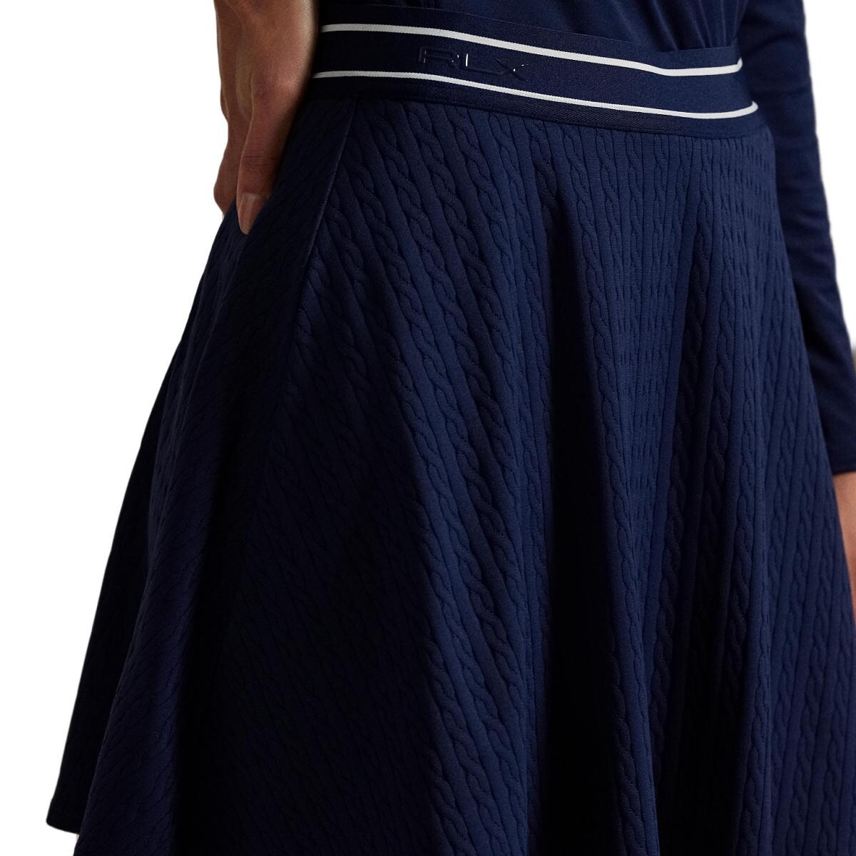 Saia em Forma de Sino de Mulher com Cintura em Contraste Azul-marinho-4