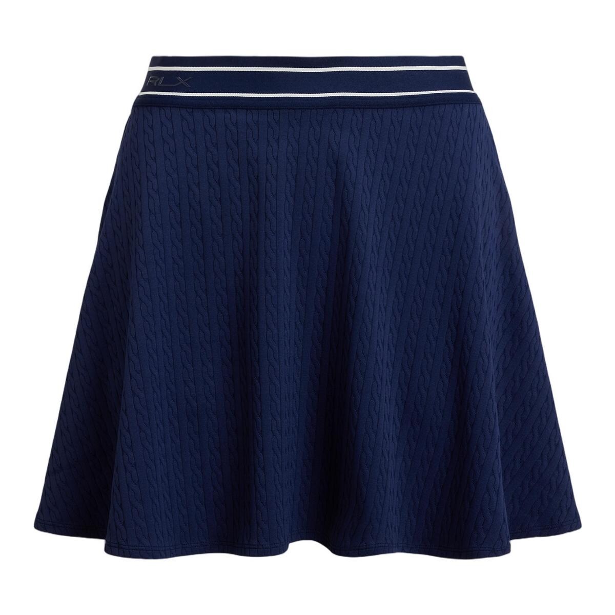 Saia em Forma de Sino de Mulher com Cintura em Contraste Azul-marinho-5