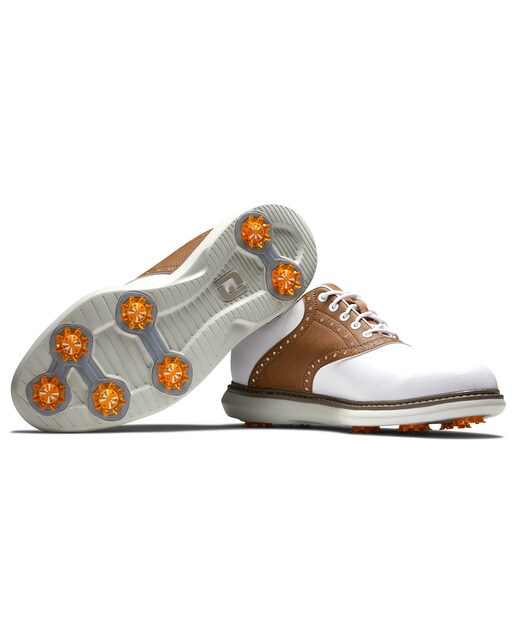 Sapatilhas de golfe de homem FJ Traditions Footjoy Branco / Laranja-5