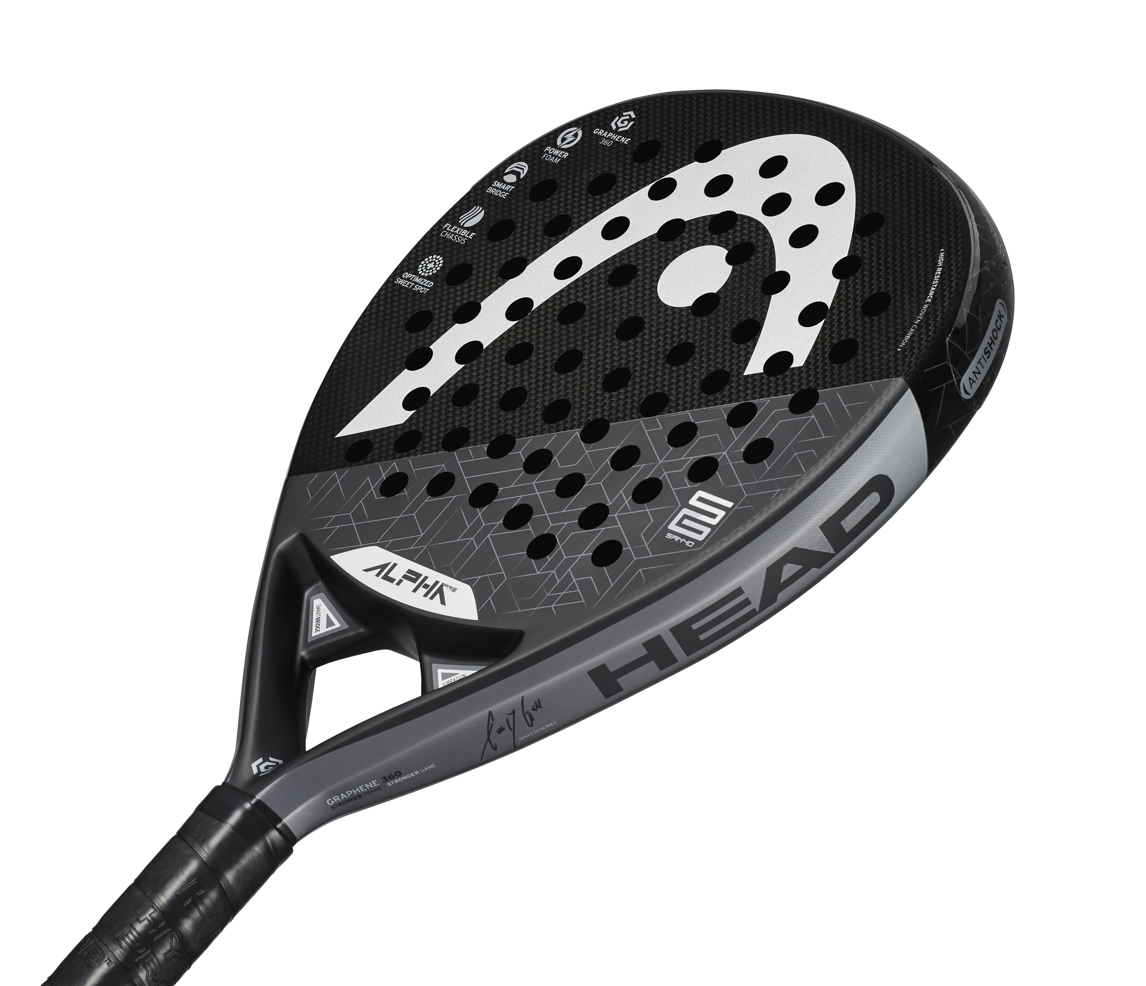 Raquete de pádel Graphene 360 Alpha Pro Head Preto / Prata-3