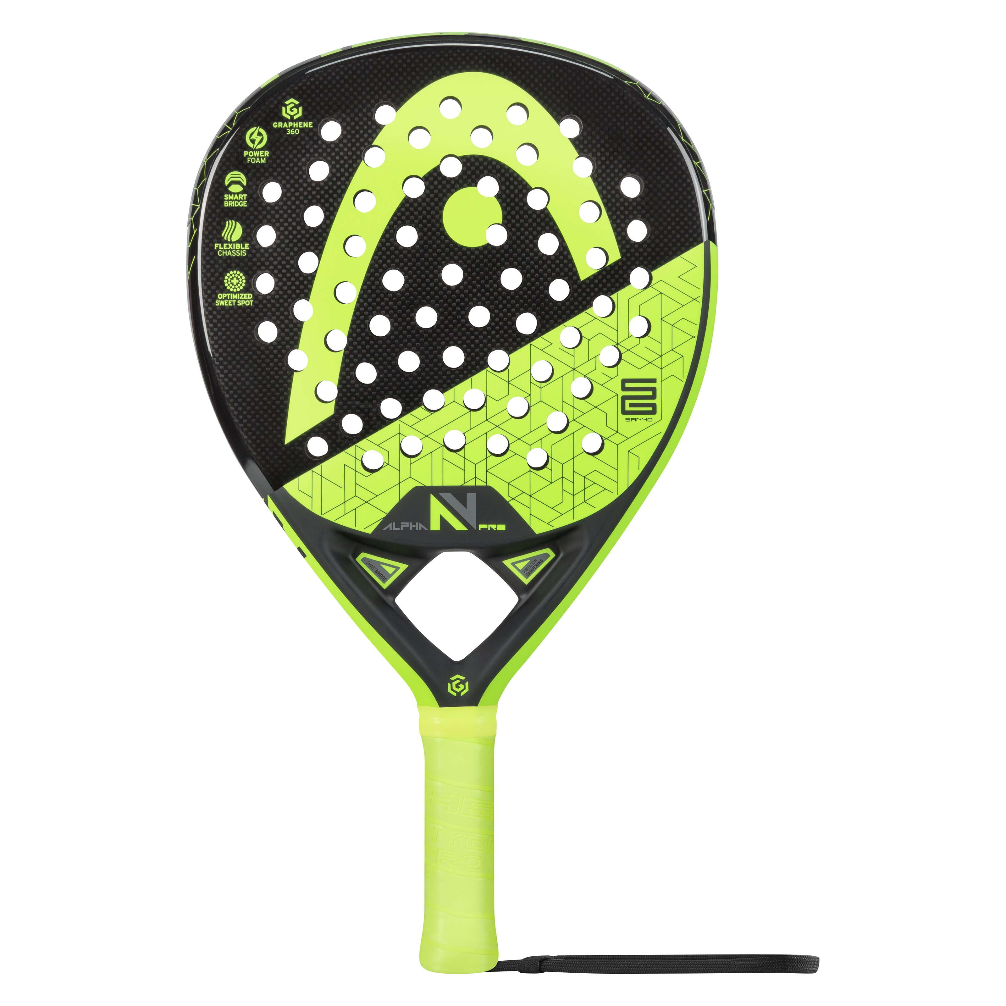 Pala de pádel Graphene 360 Alpha Pro V Head - Negro / Amarillo Negro / Amarillo-2