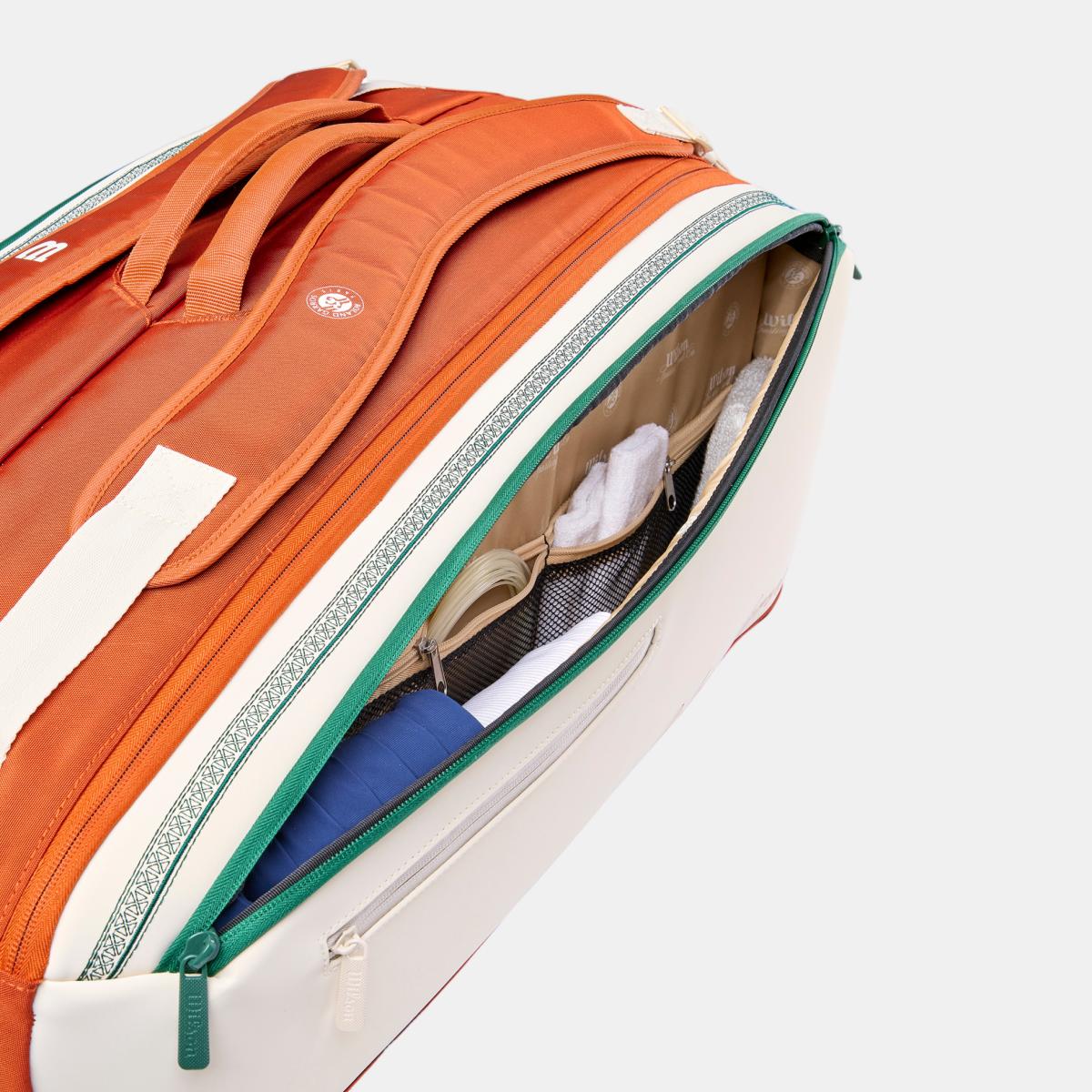 Bolsa de Ténis Roland Garros 9 Raquetes Wilson Bege / Verde-5