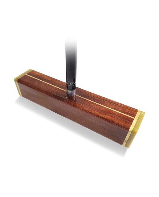 Imagen 1 de Mazo croquet Avanzado cabeza 30 cm Bubinga y mango fibra de carbono con tapa de fibra vidrio / latón The Brass Spot Federación Española de Croquet Rojo