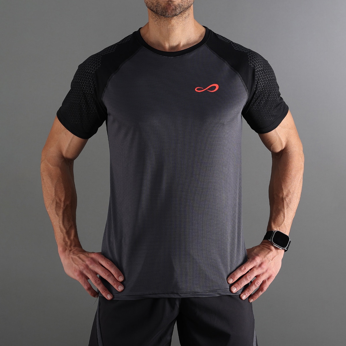 T-shirt de Homem Feisty Hexagon Cinzento / Preto-3