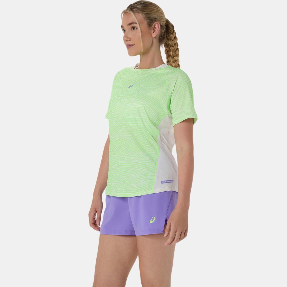 T-shirt de Padel de Mulher Padel Court All Over Print SS Top Branco / Verde-3