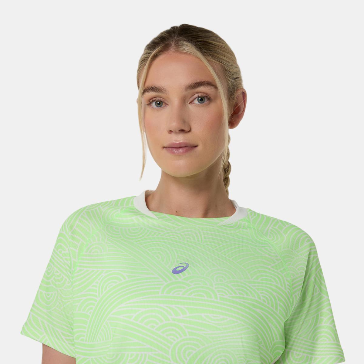 T-shirt de Padel de Mulher Padel Court All Over Print SS Top Branco / Verde-4