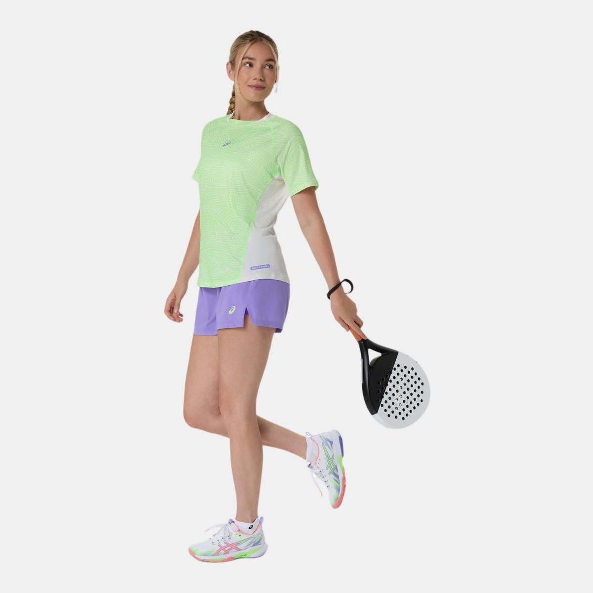 T-shirt de Padel de Mulher Padel Court All Over Print SS Top Branco / Verde-8