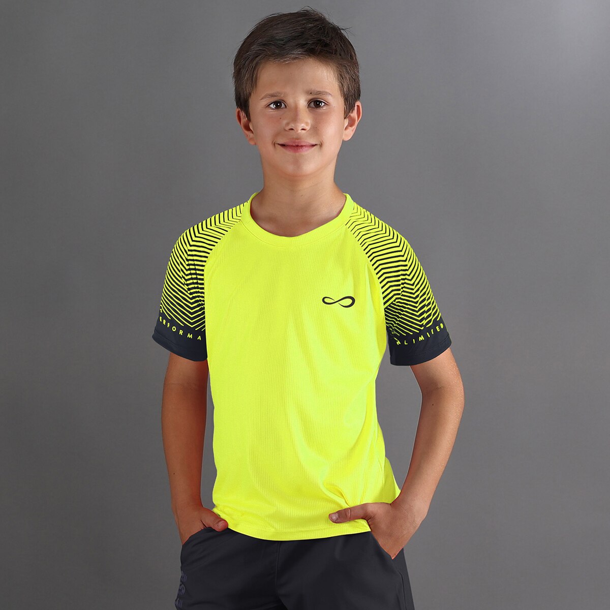 T-shirt de Menino Feisty Lines Kids Amarelo-1