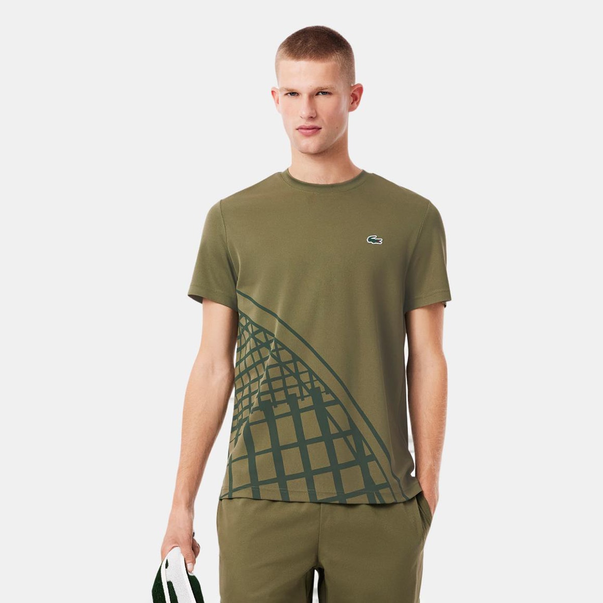 Lacoste - Camiseta deportiva transpirable y ultra seca con cuello redondo.
