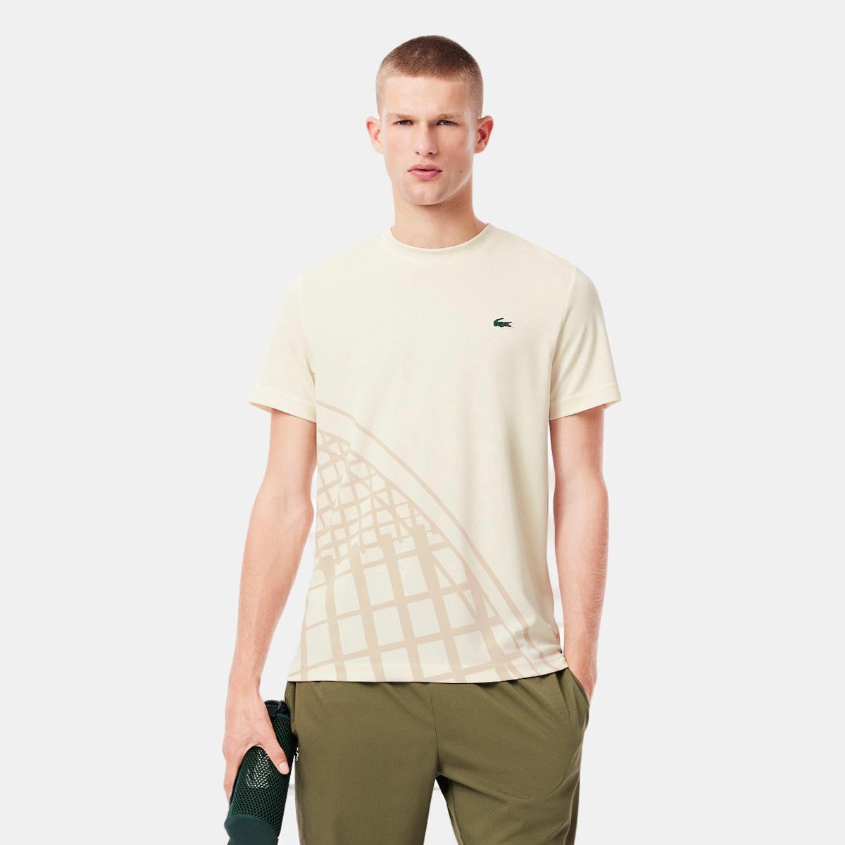 T-shirt Desportiva Transpirável e Ultra Seca com Decote Redondo Branco-1