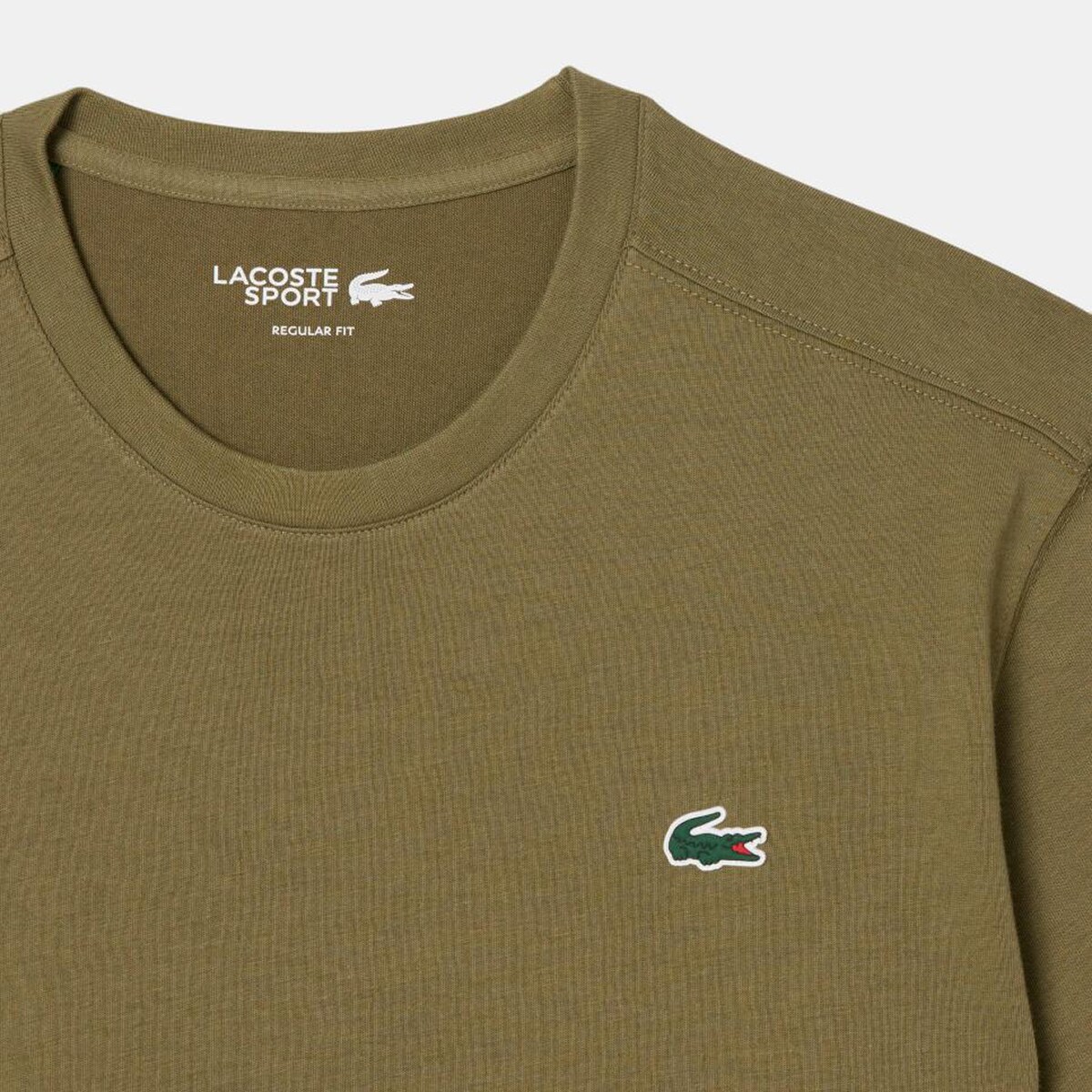 T-shirt Desportiva Transpirável e Ultra Seca com Decote Redondo Verde Azeitona-2