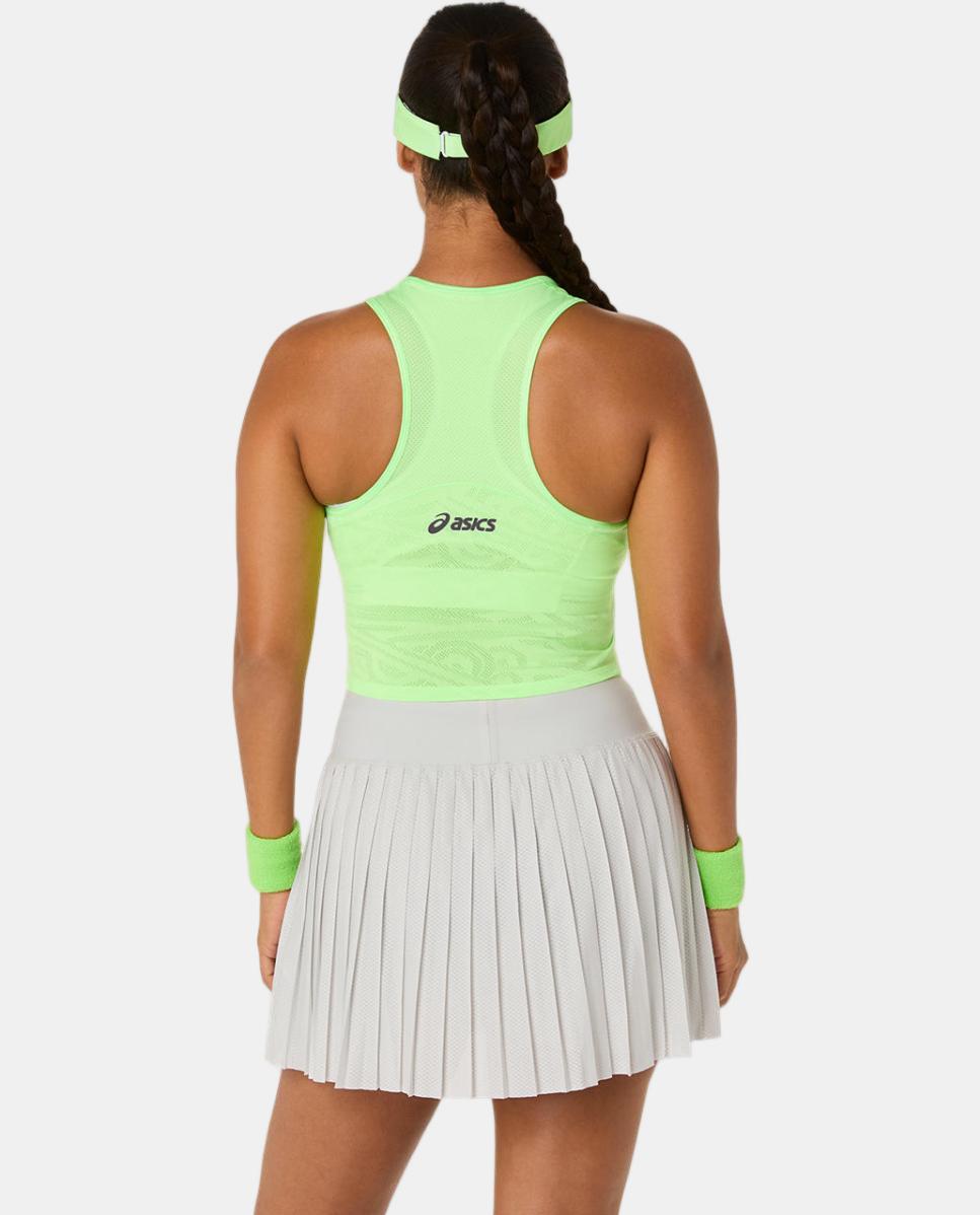 Top de Ténis de Mulher Match Jacquard Crop Top Verde-flúor-2